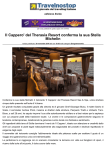 Il Cappero` del Therasia Resort conferma la sua Stella Michelin