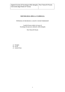 Appunti lezioni di Sociologia della famiglia Università degli Studi di