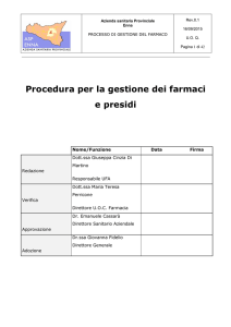 Procedura per la gestione dei farmaci e presidi