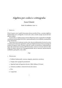 Algebra per codici e crittografia