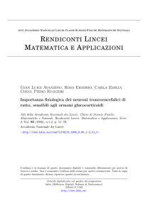 Importanza fisiologica dei neuroni troncoencefalici di ratto, sensibili