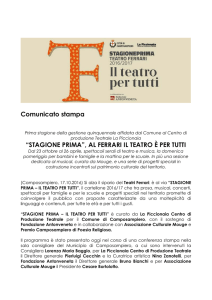 Comunicato stampa “STAGIONE PRIMA”, AL FERRARI IL TEATRO