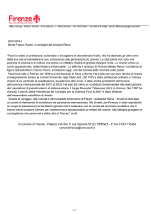 26/01/2012 Morto Franco Pacini, il cordoglio del sindaco Renzi