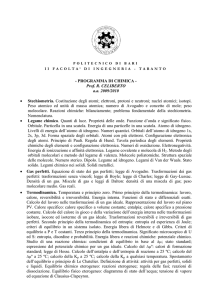 PROGRAMMA DI CHIMICA - Prof. R. CELIBERTO