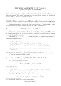 Equazioni algebriche di 3° e 4° grado