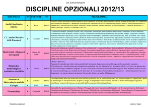 Discipline opzionali 12-13 - Dipartimento di Scienze Biologiche
