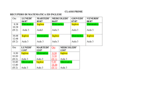 CLASSI PRIME RECUPERO DI MATEMATICA ED INGLESE Ore