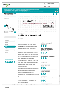 Radio 24 a TuttoFood