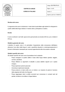 Universidad De Nariño CENTRO DI LINGUE CORSO DI ITALIANO