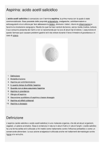 Aspirina: acido acetil salicidico