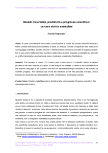 Modelli matematici, predittività e progresso scientifico: un caso