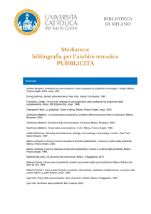 Mediateca: bibliografia per l`ambito tematico PUBBLICITÀ