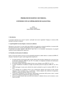 Problemi di igiene e sicurezza connessi con le operazioni di saldatura