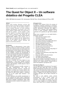 The Quest for Object X – Un software didattico del Progetto CLEA