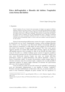 Etica dell`ospitalità e filosofia del debito: l`ospitalità come forma