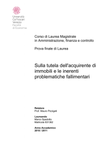 Sulla tutela dell`acquirente di immobili e le inerenti problematiche