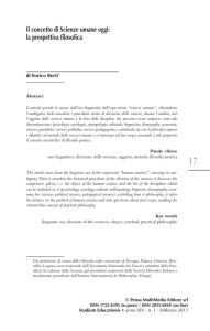 Il concetto di Scienze umane oggi: la prospettiva filosofica