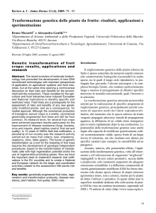 Trasformazione genetica delle piante da frutto: risultati, applicazioni