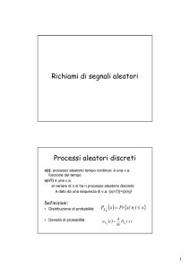Richiami di segnali aleatori Processi aleatori discreti ( ) { }