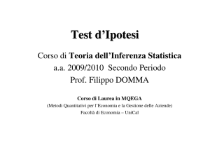 Test d`Ipotesi - Dipartimento di Economia, Statistica e Finanza