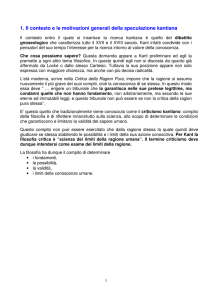 1. Il contesto e le motivazioni generali della speculazione kantiana