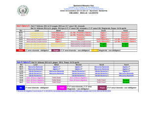 orario delle lezioni - Dipartimento di Matematica e Fisica