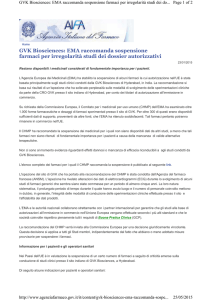 GVK Biosciences: EMA raccomanda sospensione farmaci per