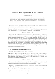 Spazi di Haar e polinomi in piu18 u variabili