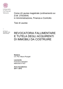 REVOCATORIA FALLIMENTARE E TUTELA DEGLI ACQUIRENTI