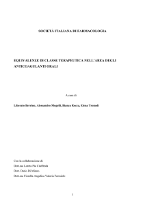 Equivalenze di classe terapeutica nerll`area degli anticoagulanti orali