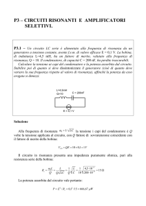 P3 – Circuiti risonanti e amplificatori selettivi