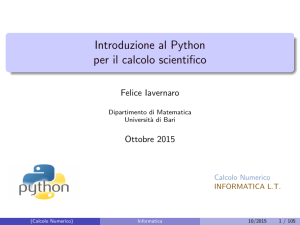 Introduzione al Python per il calcolo scientifico
