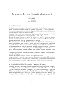 Programma del corso di Analisi Matematica 3