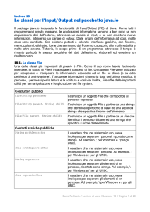 Le classi per l`Input/Output nel pacchetto java.io