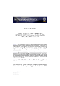 “prima furon le cose e poi i nomi” riflessioni intorno alla filosofia del