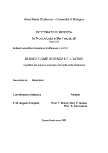 In Musicologia e Beni musicali MUSICA COME SCIENZA DELL`UOMO