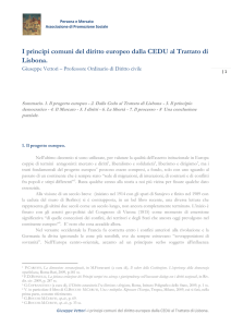 I principi comuni del diritto europeo dalla CEDU al Trattato di Lisbona.