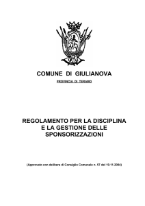 regolamento per la disciplina e la gestione delle sponsorizzazioni