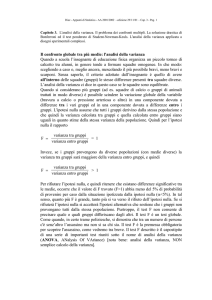 Il confronto globale tra più medie: l`analisi della varianza Quando a