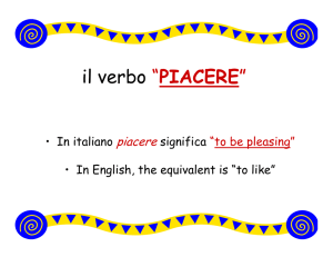il verbo “PIACERE” - Northern Highlands