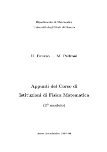 Appunti del Corso di Istituzioni di Fisica Matematica