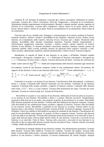Programma di Analisi Matematica I f x ∞ e 0