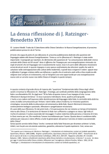 La densa riflessione di J. Ratzinger- Benedetto XVI