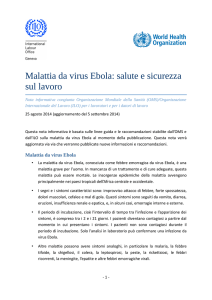 Nota congiunta OMS/ILO su malattia da virus Ebola