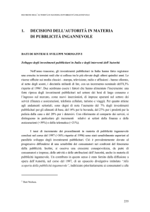 1. DECISIONI DELL`AUTORITÀ IN MATERIA DI PUBBLICITÀ