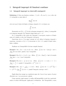 1 Integrali impropri di funzioni continue