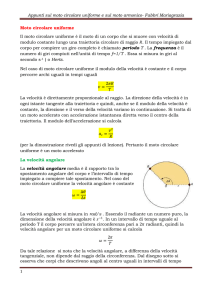 Appunti sul moto circolare uniforme e sul moto