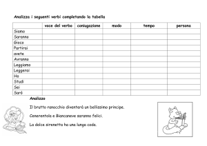 Analizza i seguenti verbi completando la tabella voce del verbo