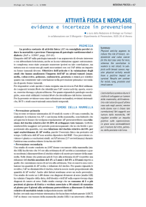 attività fisica e neoplasie - Dipartimento di Prevenzione