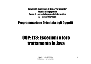 OOP: L13: Eccezioni e loro trattamento in Java
